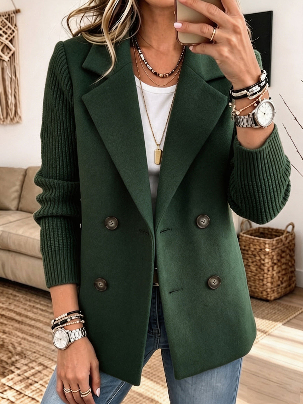 Knitted-Sleeve Blazer – Tailored, Warm and Relaxed