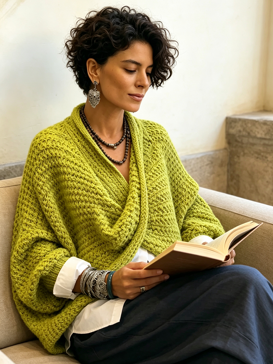 Paulina™ | Relaxed Batwing Sleeve Crossover V-Neck Sweater