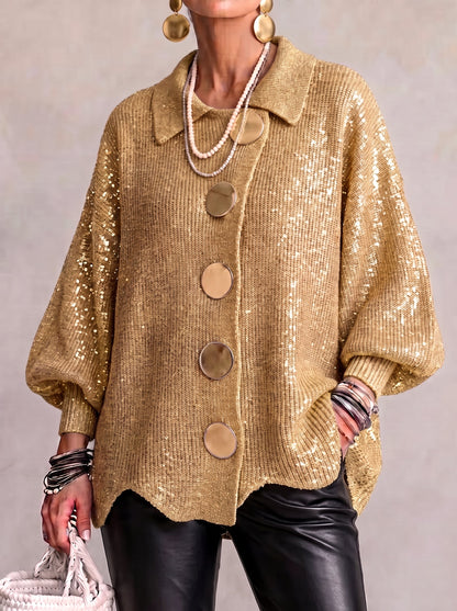 Karina | Oversized Collared Button Cardigan